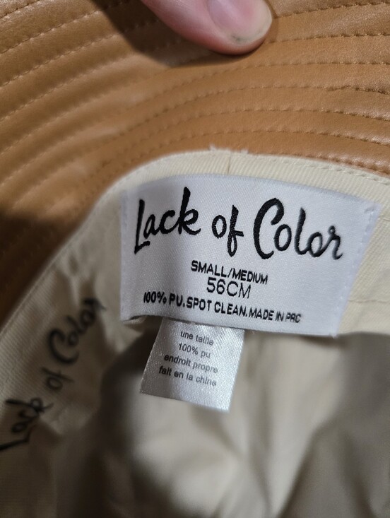 LACK of COLOR Tan Beige Faux Vegan Leather Wave Bucket Hat Pocket S/M 56cm